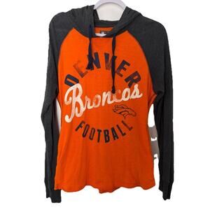 NFL Team Apparel Denver Broncos Hoodie Women's Large Orange Gray L